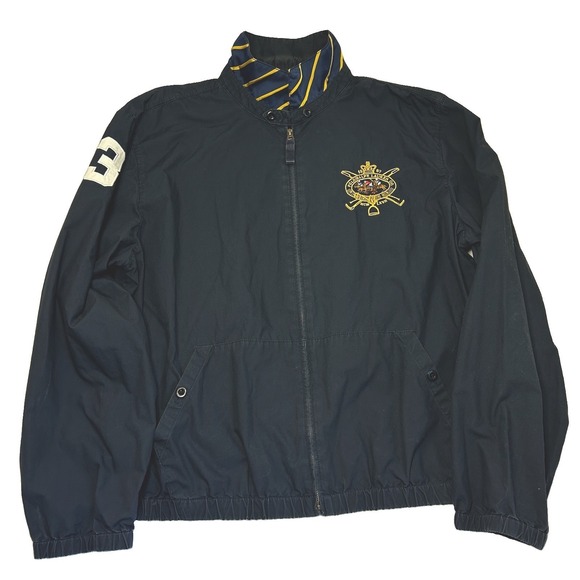 Polo Ralph Lauren Other - Vintage Polo Ralph Lauren Jacket Men XXL Navy Equestrian Gold Crest, 3 On Sleeve